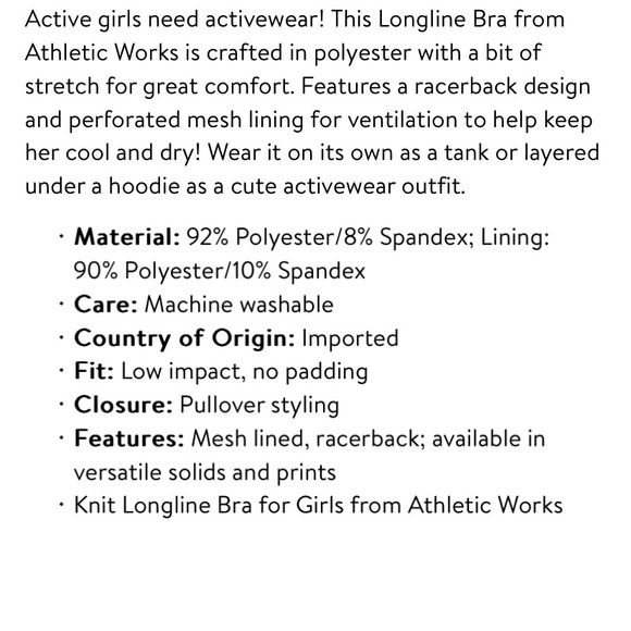 Girls Plus Knit Longline Sport Bra Size XL (14/16)Plus Green Pink Floral - Picture 6 of 10